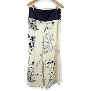 NWOT Julianna Rae Jewel Garden Silk Pajama Pant Womens L Midnight Floral Print